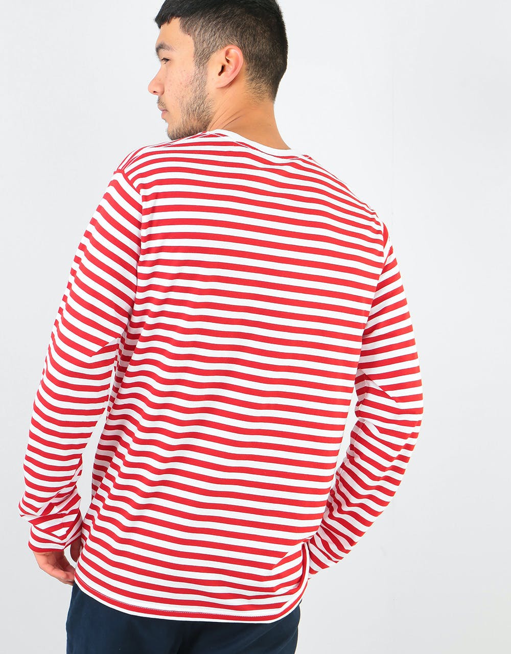 Route One Match Stripe LS T-Shirt - White/Red