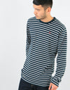 Route One Match Stripe LS T-Shirt - Navy/White