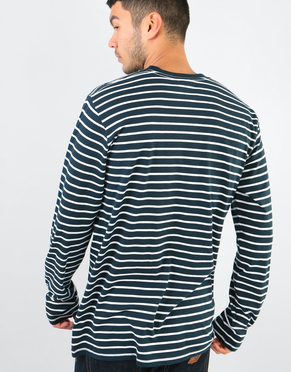 Route One Match Stripe LS T-Shirt - Navy/White