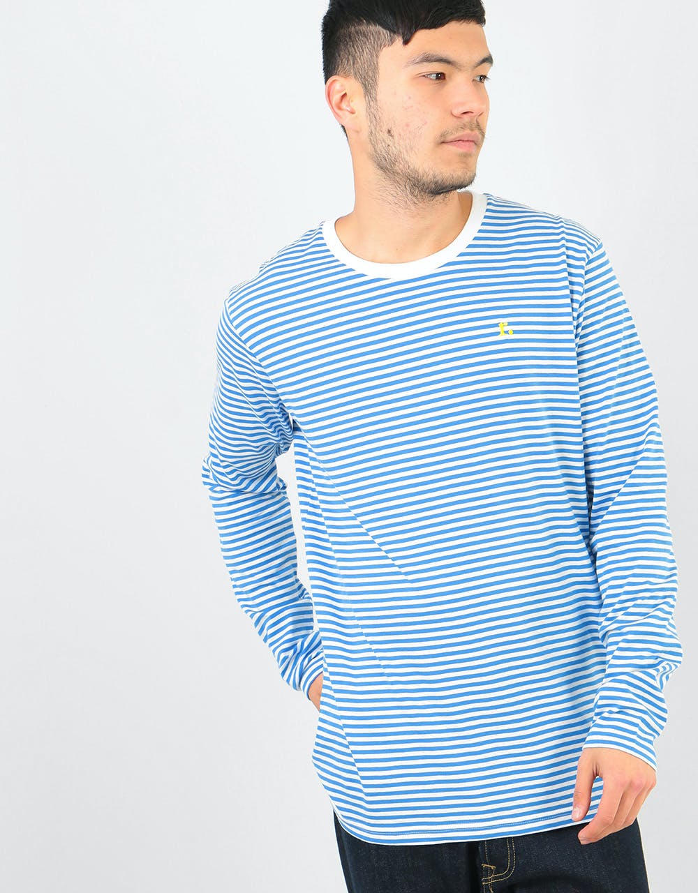 Route One Bow Stripe LS T-Shirt - Natural/Mid Blue
