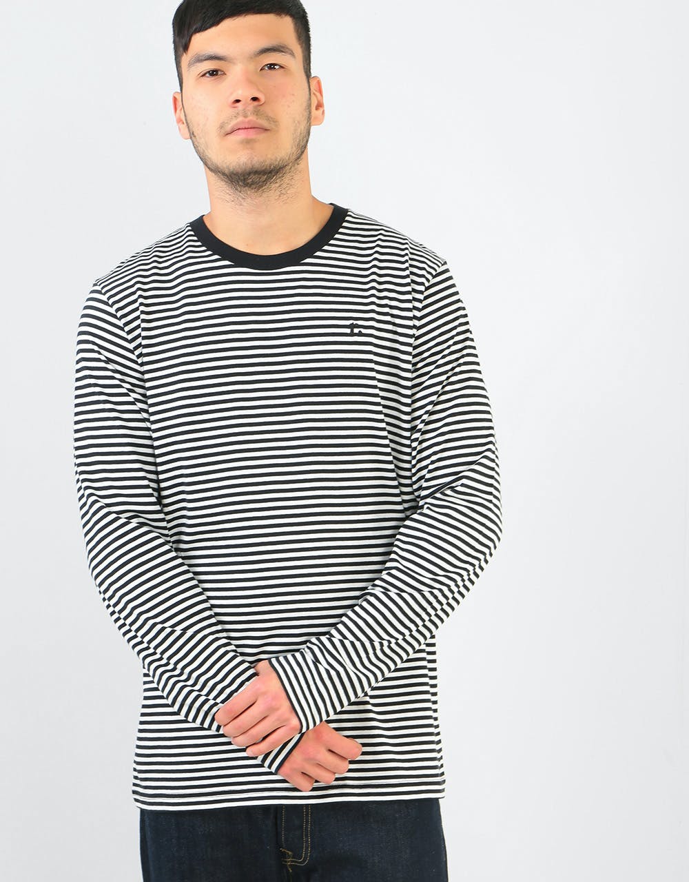 Route One Bow Stripe LS T-Shirt - Black/Natural