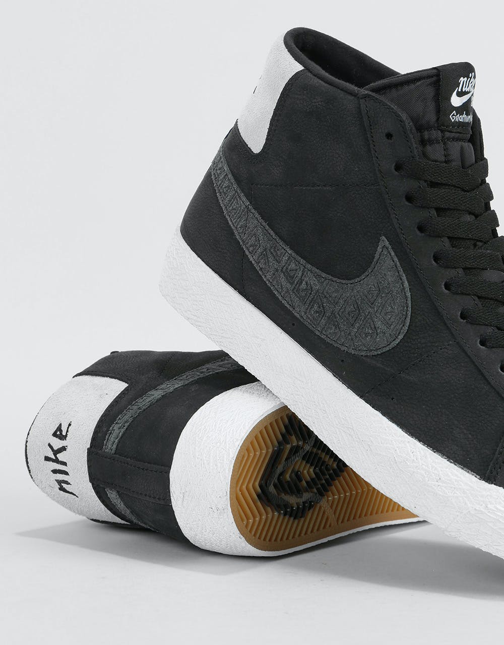 Nike SB Zoom Blazer Mid QS Skate Shoes - Black/Black-White-White