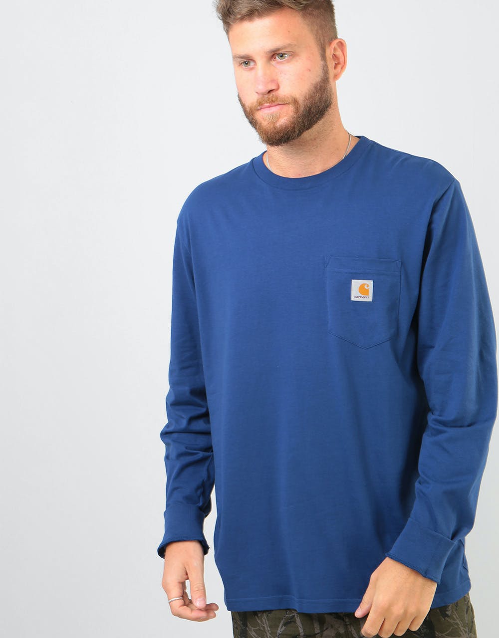 Carhartt WIP L/S Pocket T-Shirt - Metro Blue