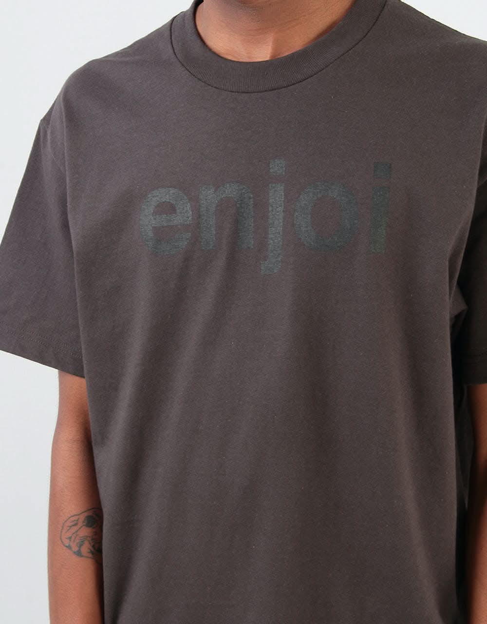 Enjoi Helvetica Logo T-Shirt - Tar/Black
