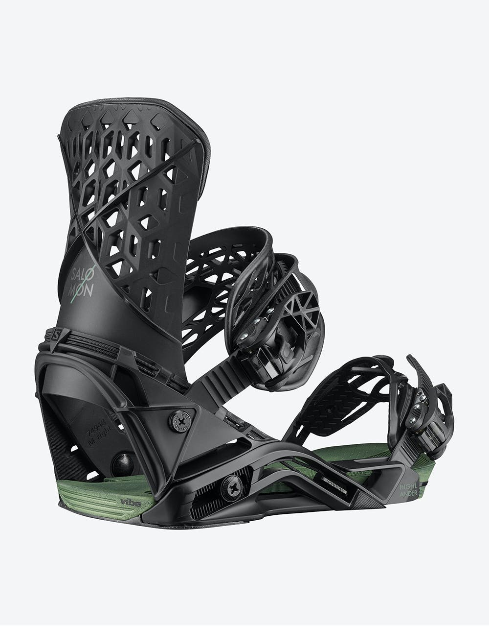 Salomon Highlander 2020 Snowboard Bindings - Black/Oil Green