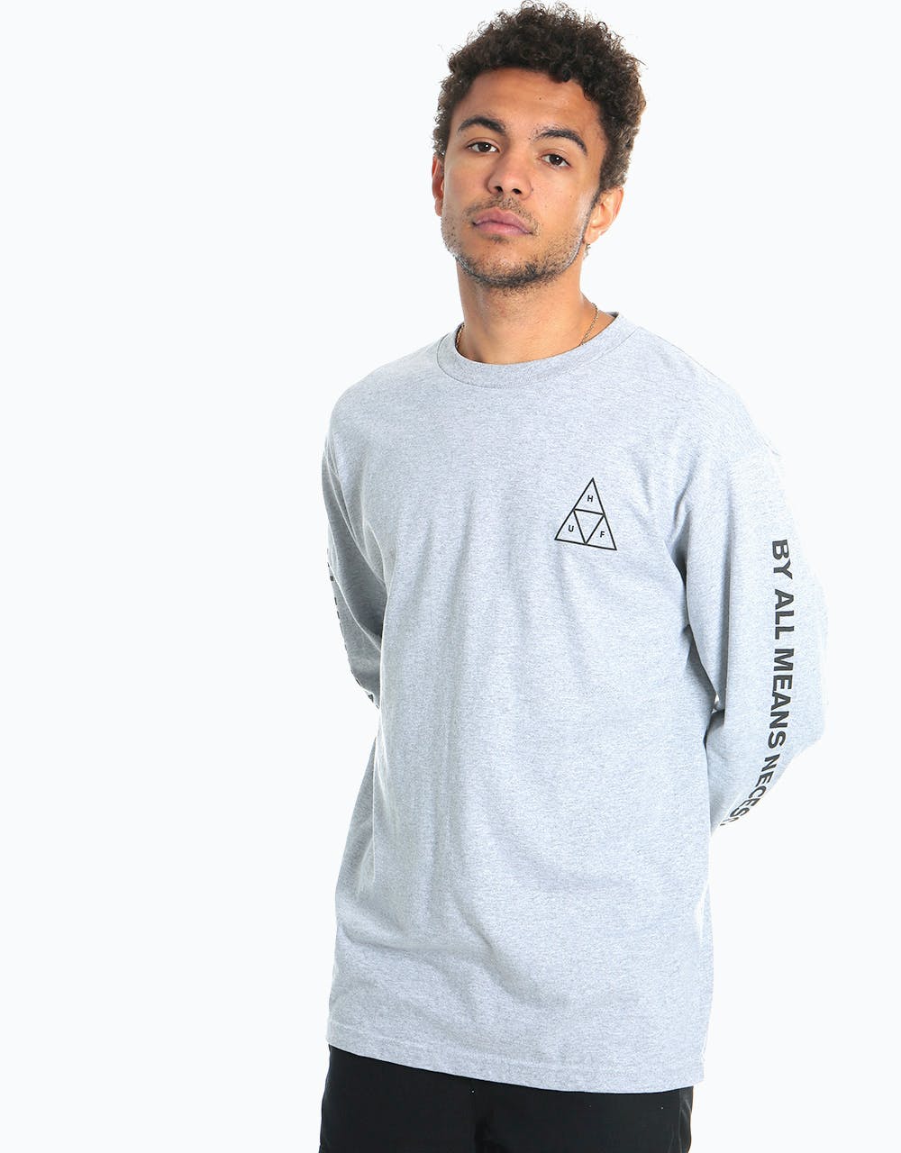 HUF Triple Triangle L/S T-Shirt - Grey Heather