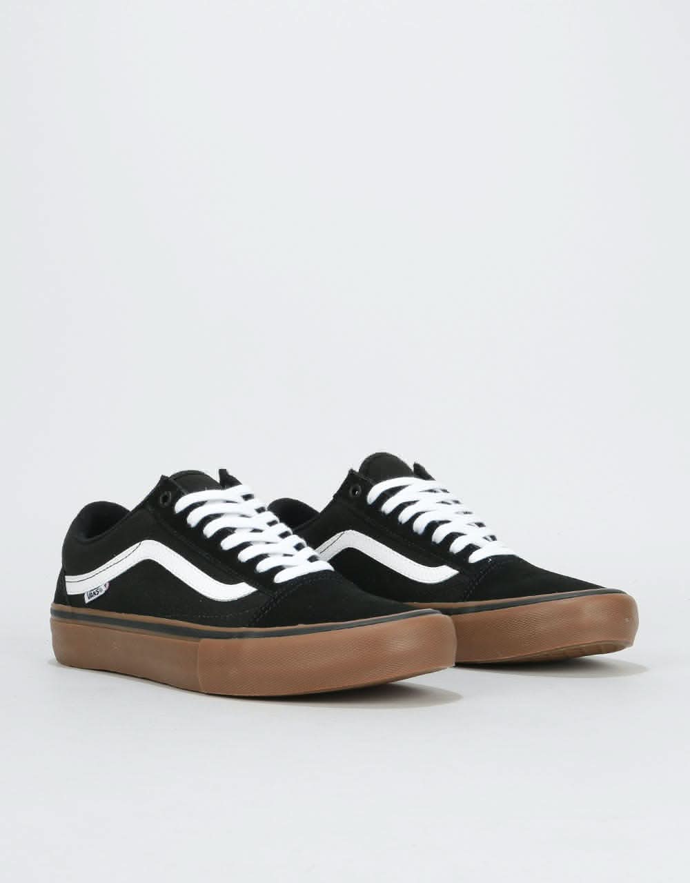 vans old skool pro black white gum