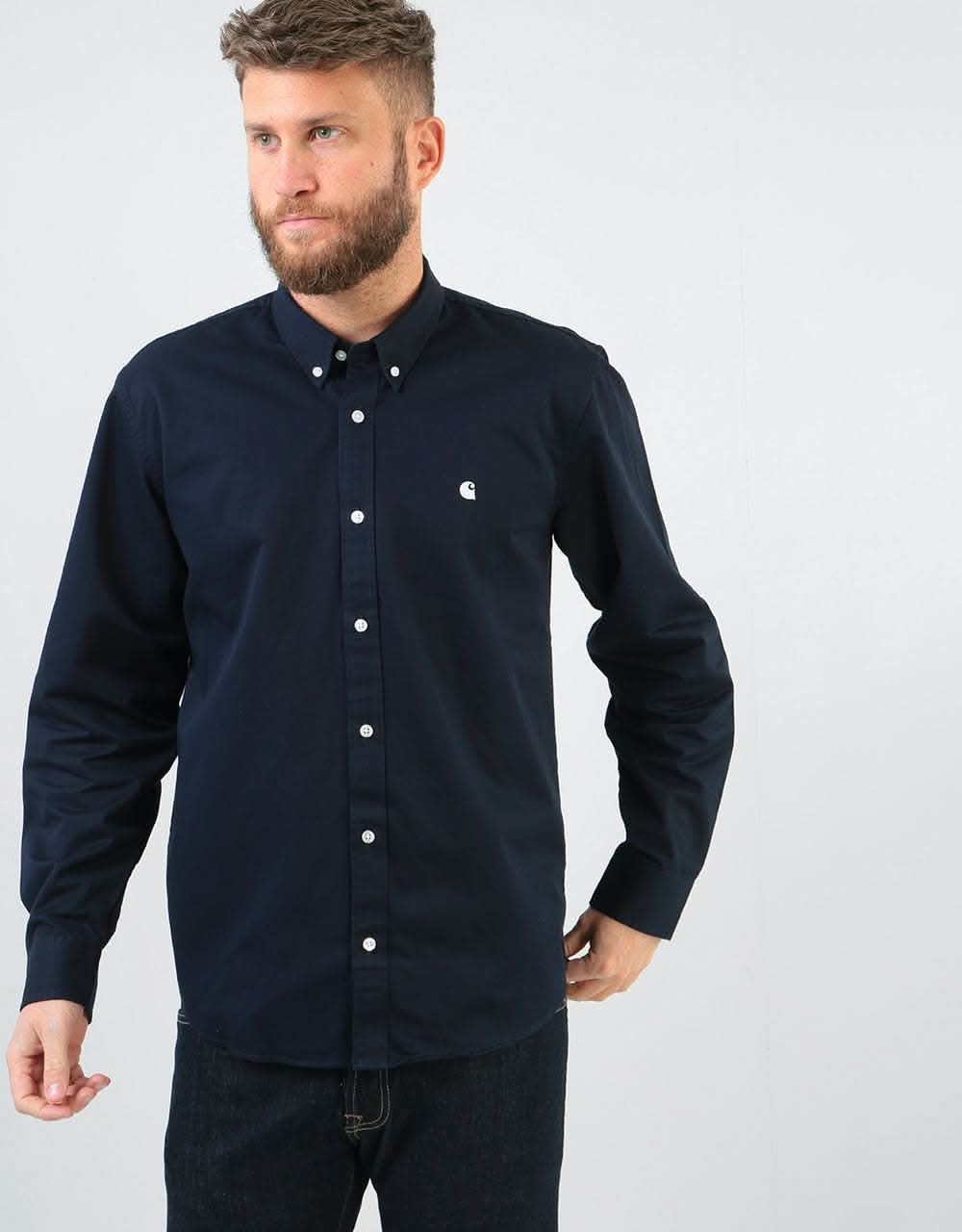 Carhartt WIP L/S Madison Shirt - Dark Navy/Wax