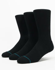 Stance Icon 3 Pack Classic Crew Socks - Black