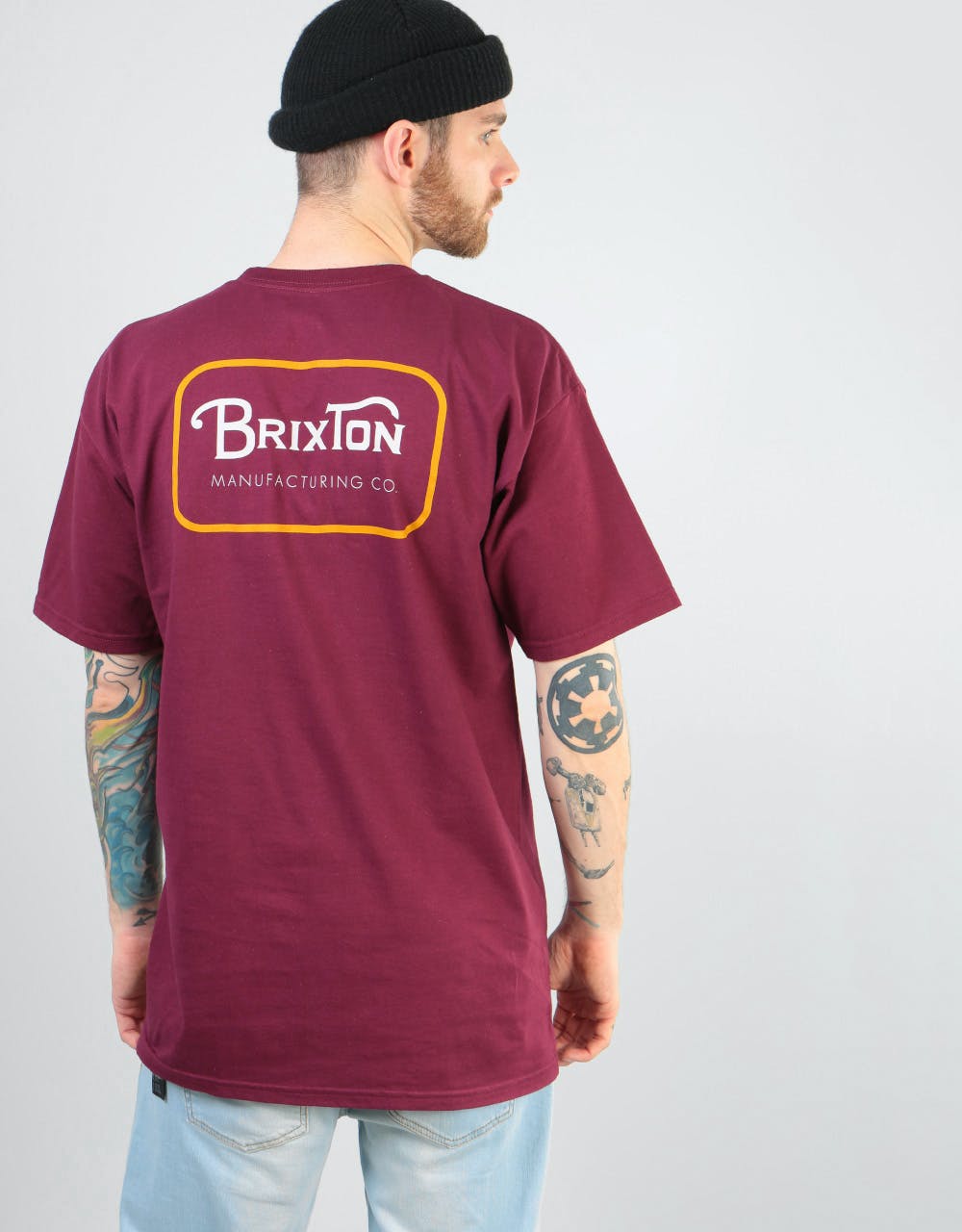 Brixton Grade T-Shirt - Burgundy/Gold