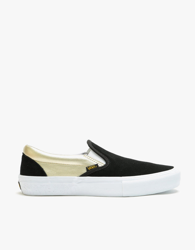 Vans Slip On Pro Skate Shoes - (Shake Junt) Black/Gold
