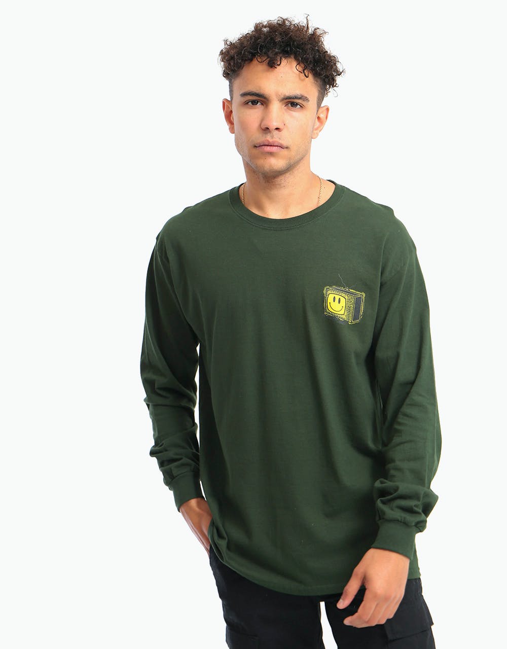 Route One Smile-Vision Long Sleeve T-Shirt - Forest Green