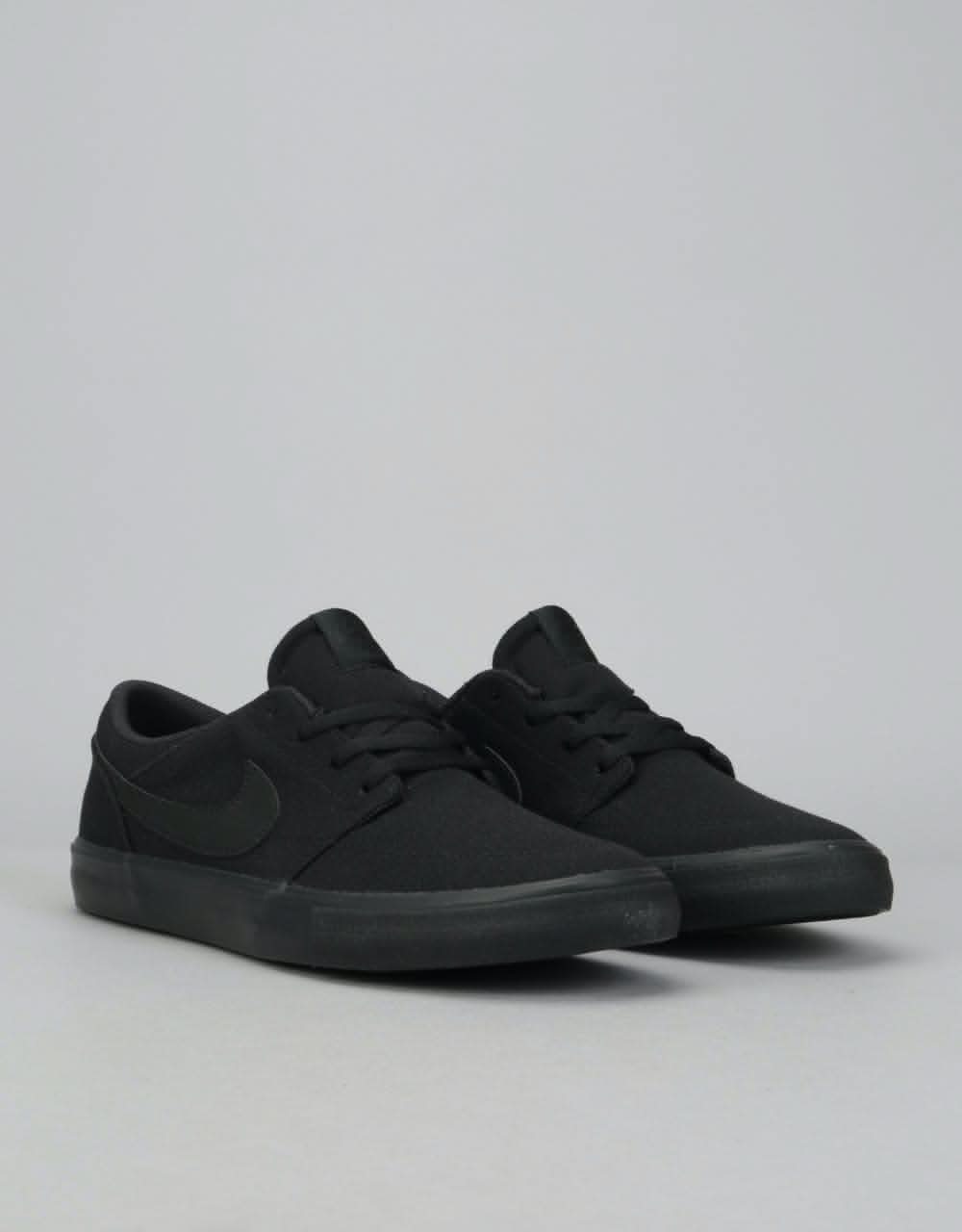 Nike SB Solarsoft Portmore II Skate Shoes - Black/Black