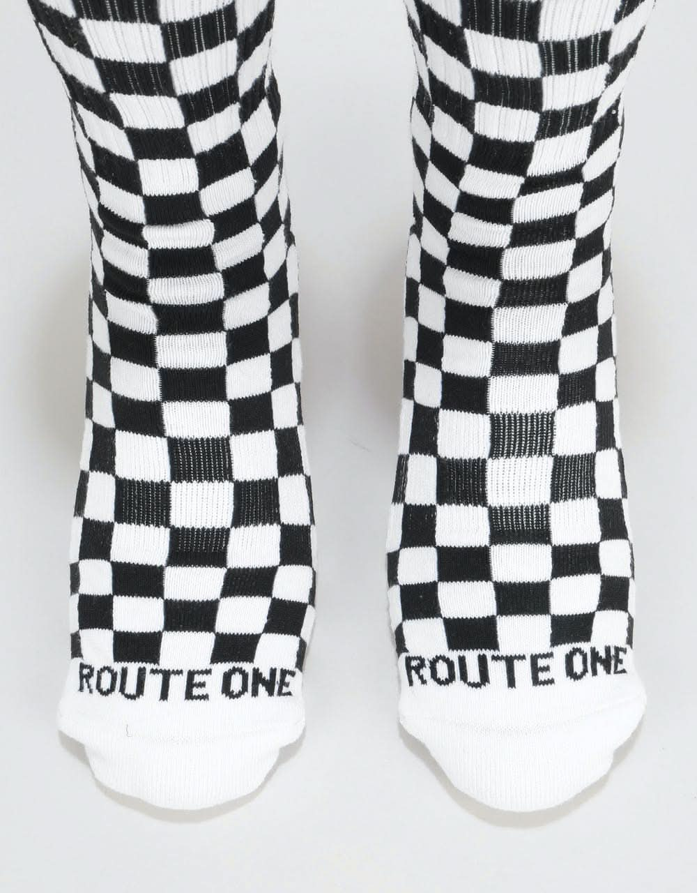 Route One Checkerboard Crew Socks - Black/White