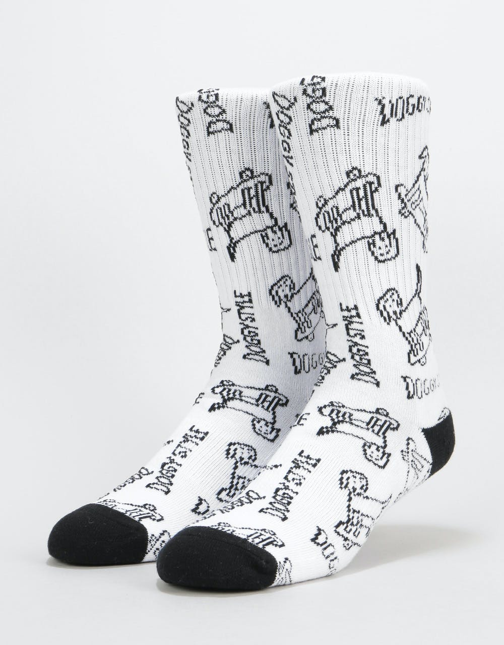 Route One Allover Doggy Style Crew Socks - White/Black