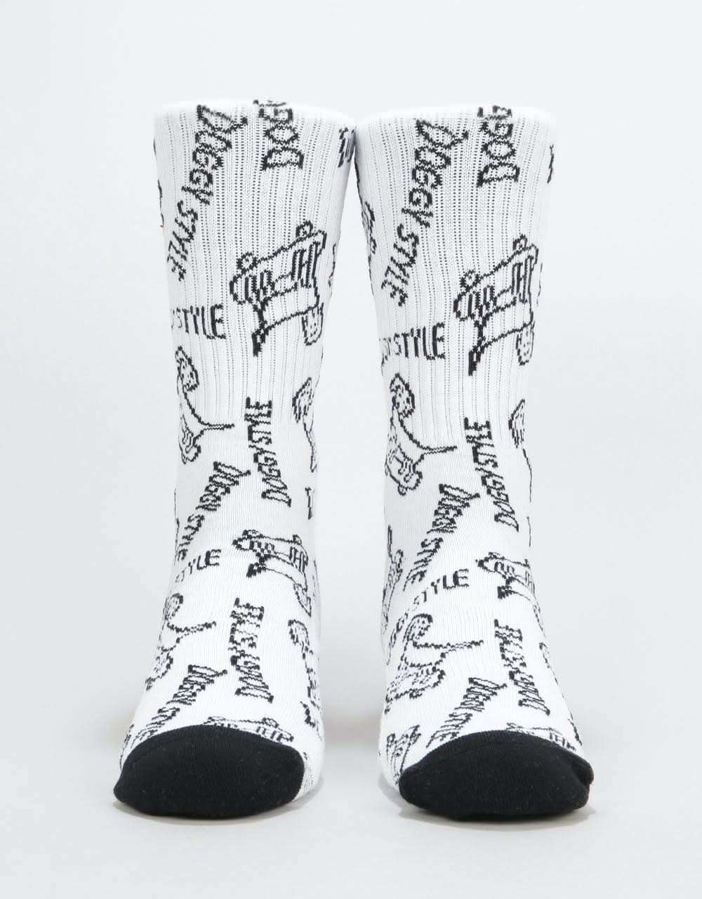 Route One Allover Doggy Style Crew Socks - White/Black