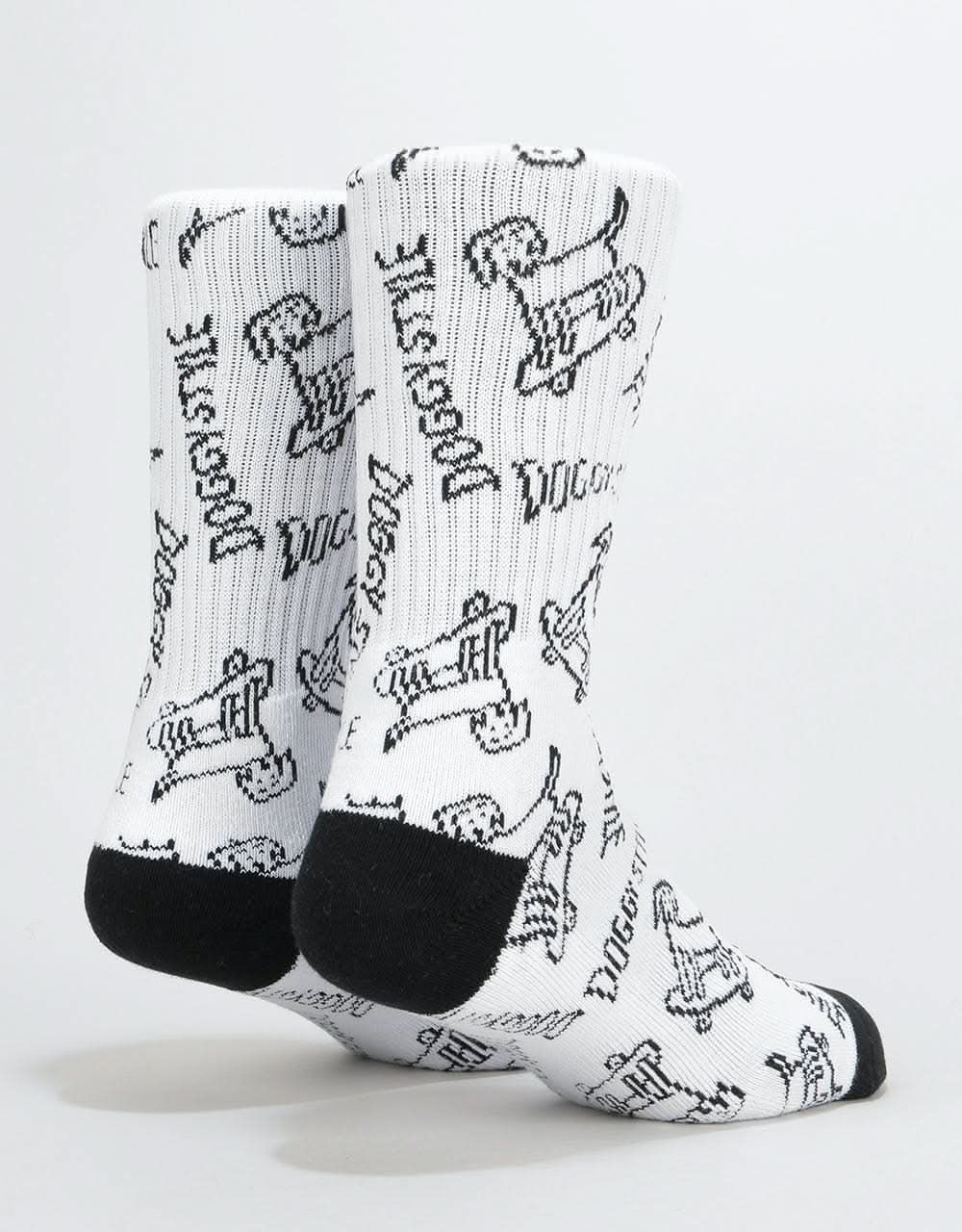 Route One Allover Doggy Style Crew Socks - White/Black