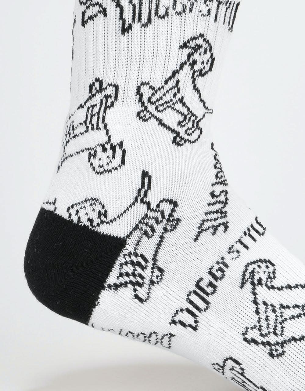 Route One Allover Doggy Style Crew Socks - White/Black