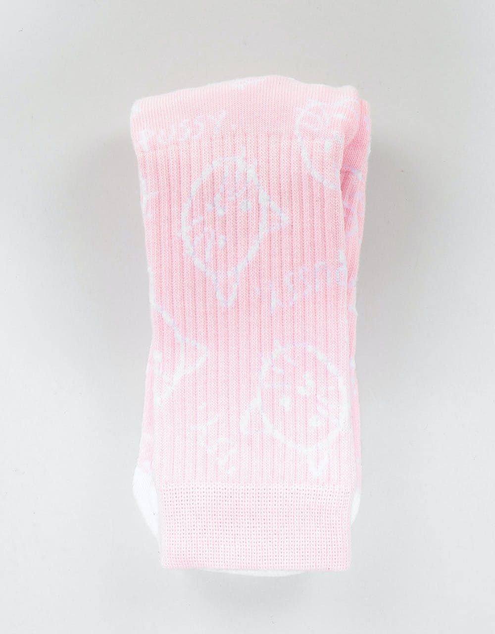 Route One Allover Pussy Crew Socks - Pink/White