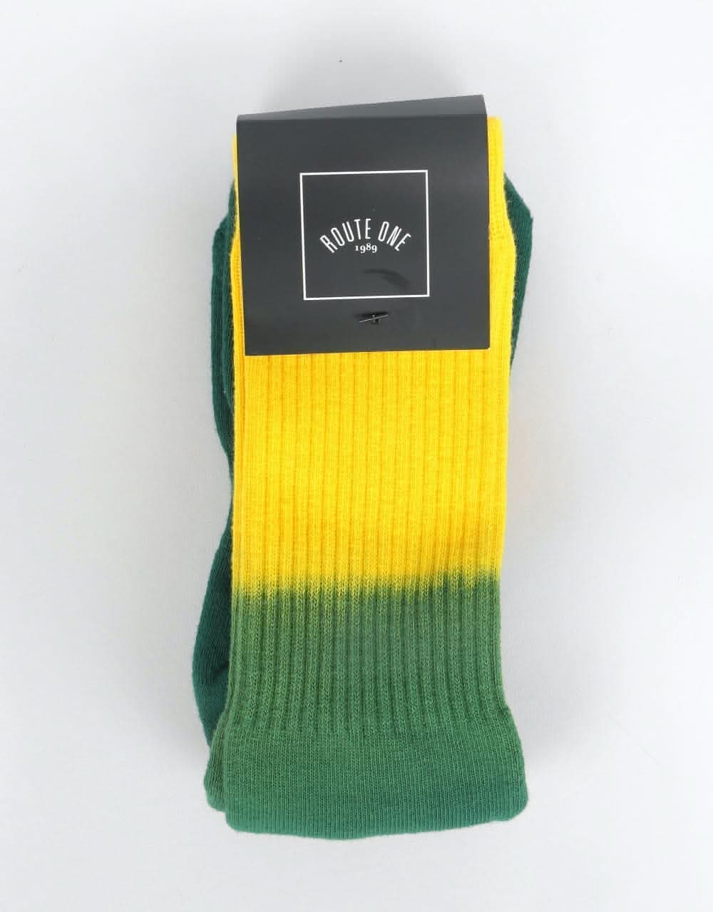 Route One Tie Dye Crew Socks - Yellow/Green