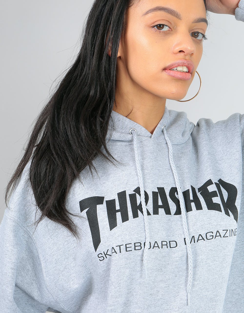 Thrasher Womens Skate Mag Oversized Pullover Hoodie - Heather Grey