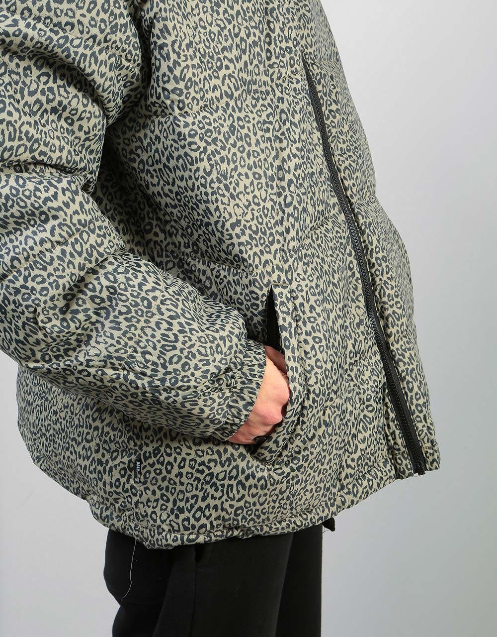 Obey Bouncer Puffer Jacket - Khaki Leopard