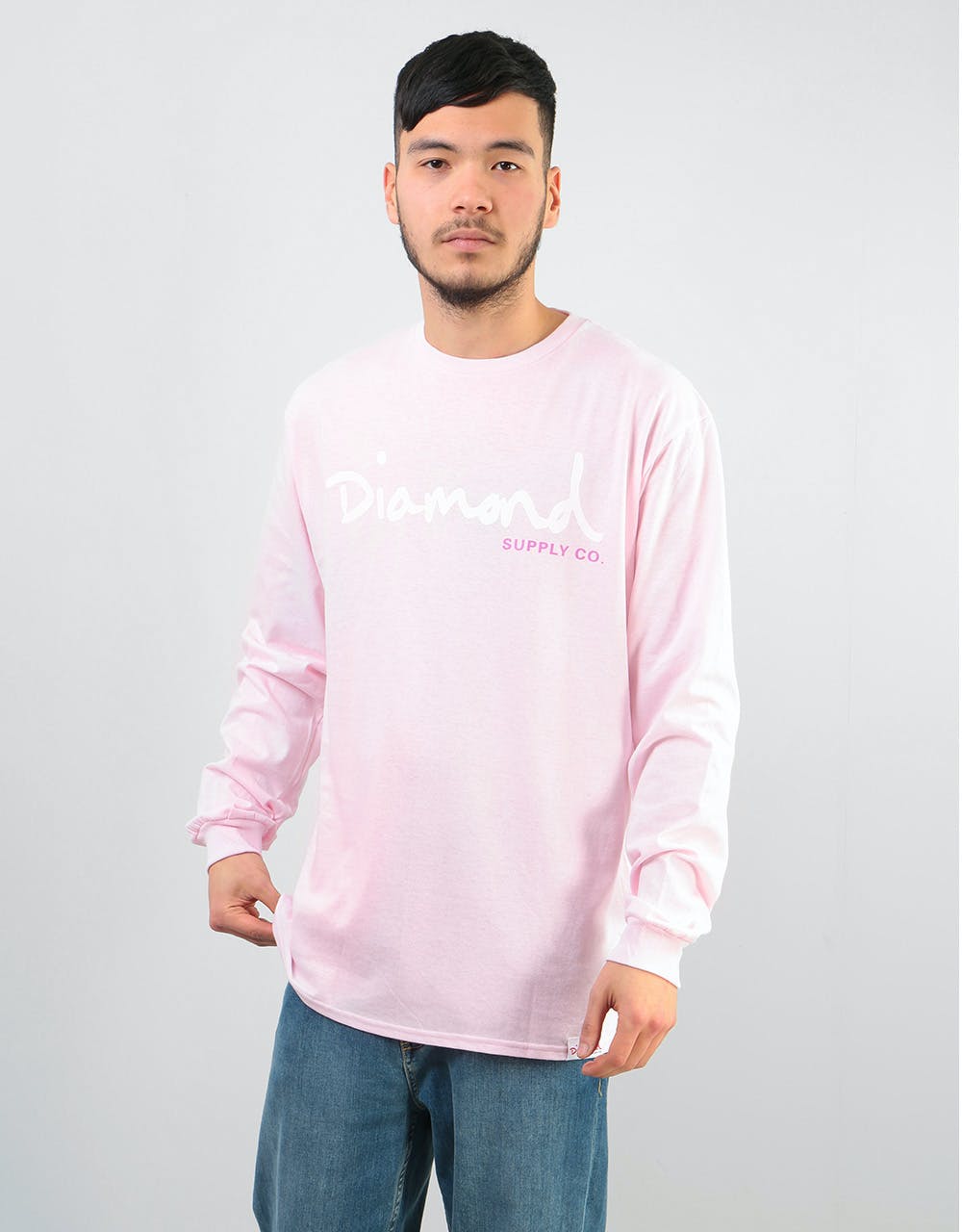 Diamond OG Script L/S T-Shirt - Pink