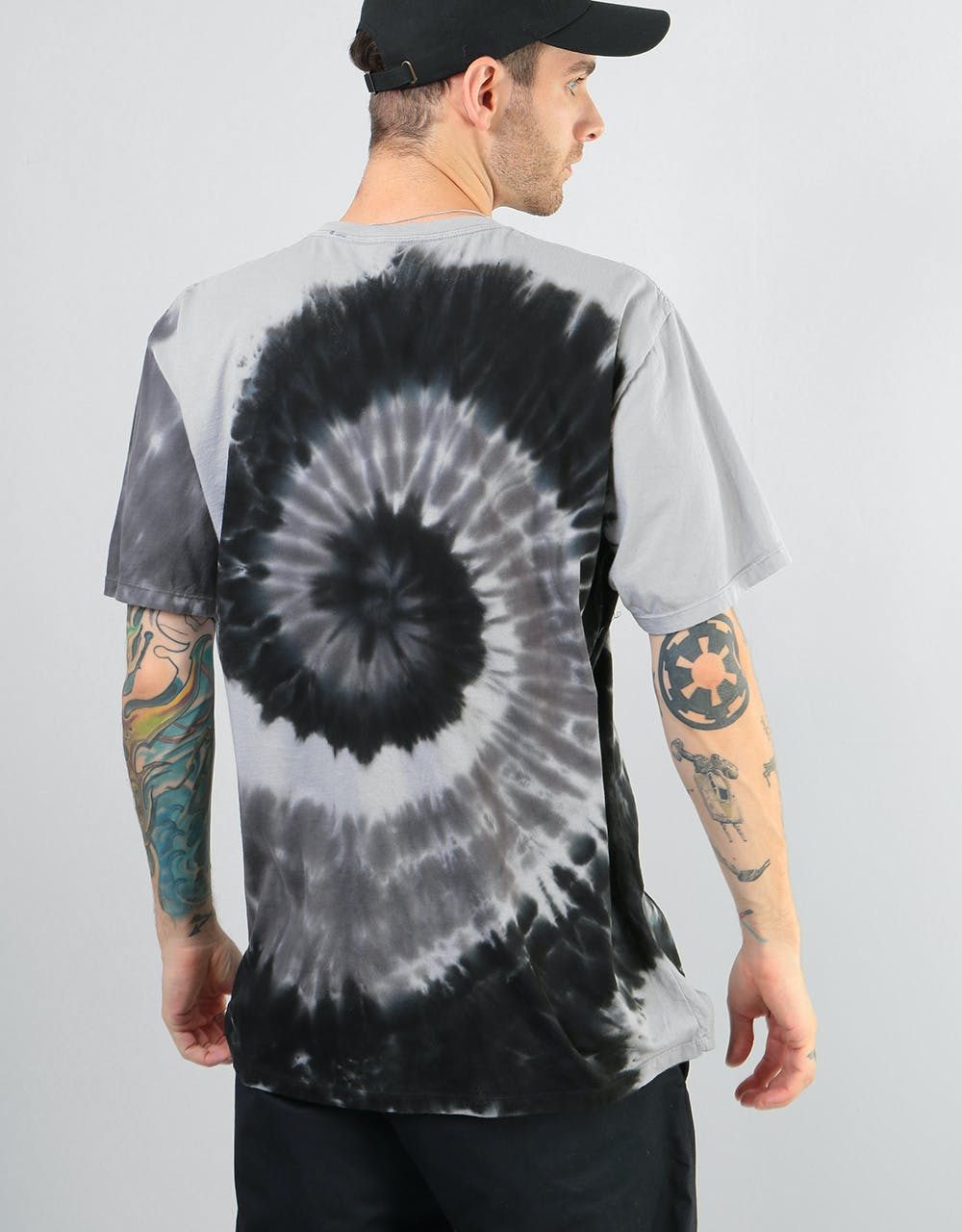 HUF OG Logo Spiral Wash T-Shirt - Black