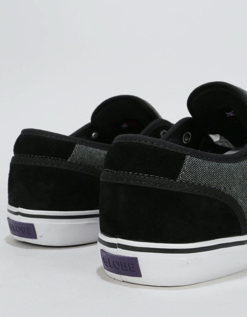 Globe Motley Skate Shoes - Black Chambray/White