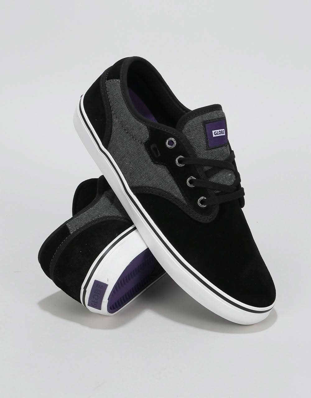 Globe Motley Skate Shoes - Black Chambray/White
