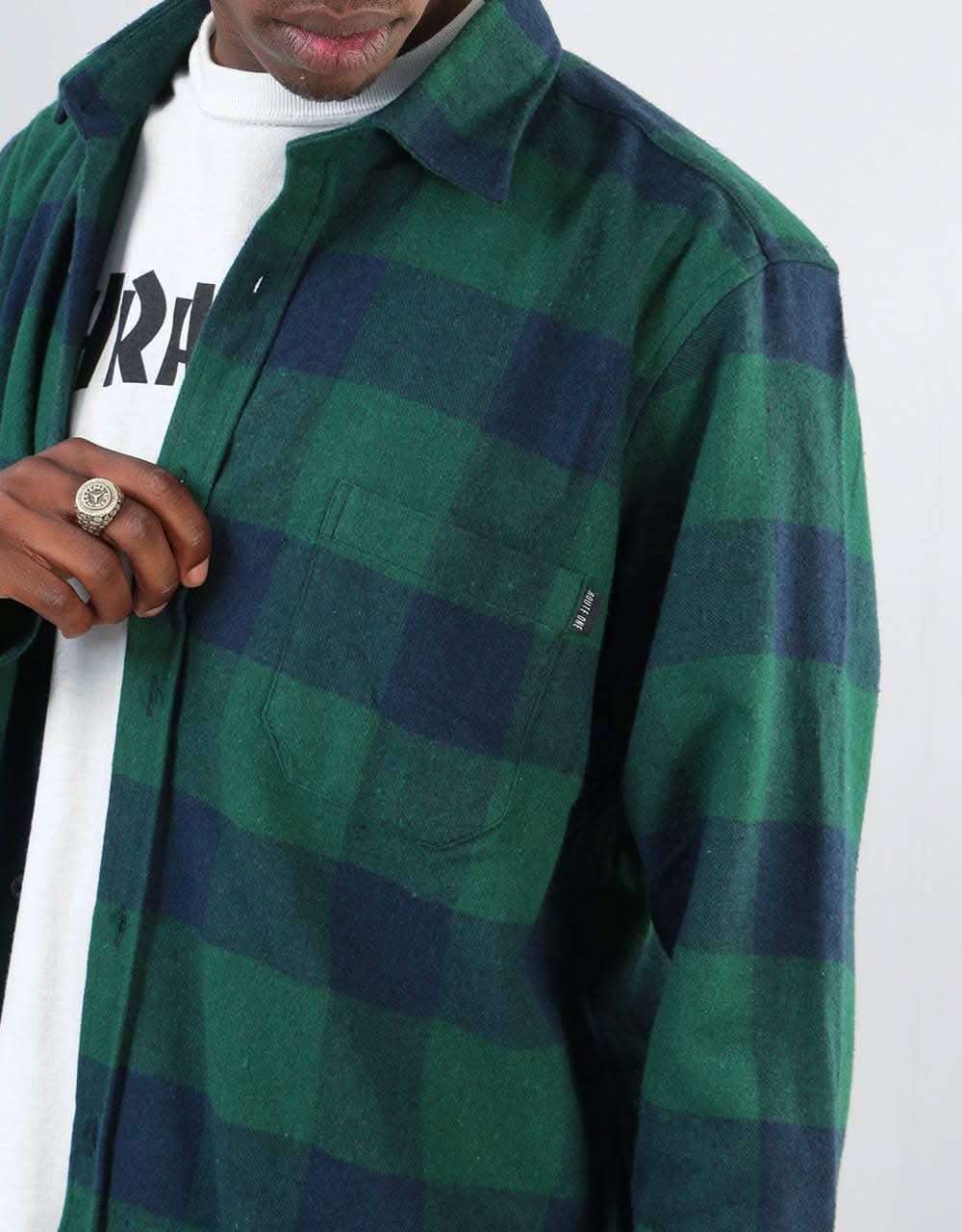 Route One Flannel Shirt - Green/Navy