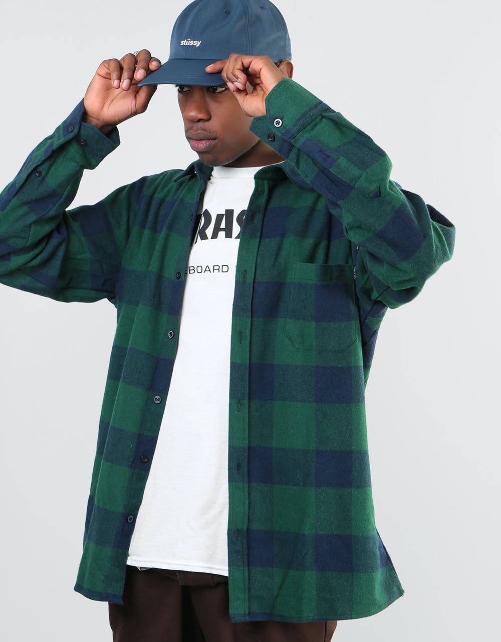 Route One Flannel Shirt - Green/Navy