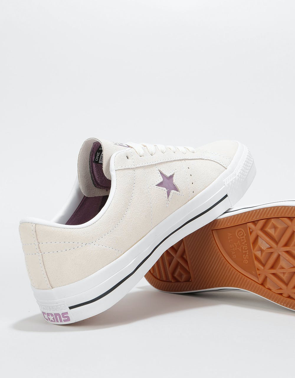 Converse One Star Pro Ox Skate Shoes - Egret/Violet Dust/White