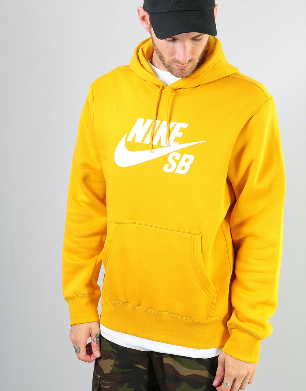 Nike SB Icon Essential Pullover Hoodie - Yellow Ochre/White