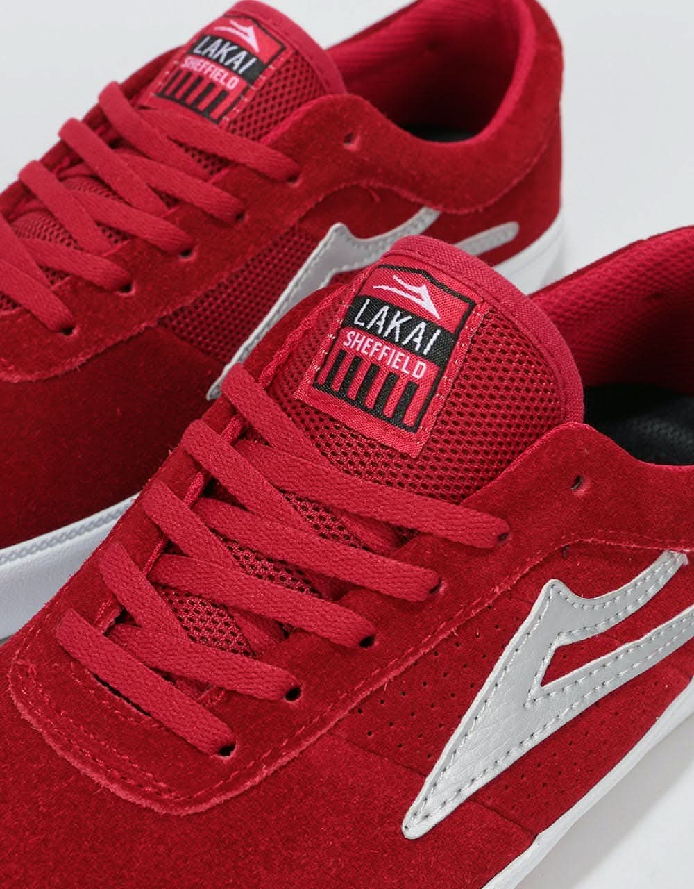 Lakai Sheffield Skate Shoes - Red/Silver Suede
