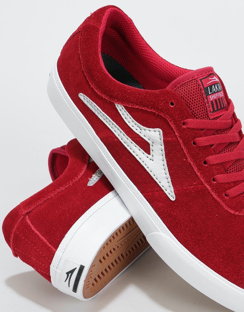 Lakai Sheffield Skate Shoes - Red/Silver Suede