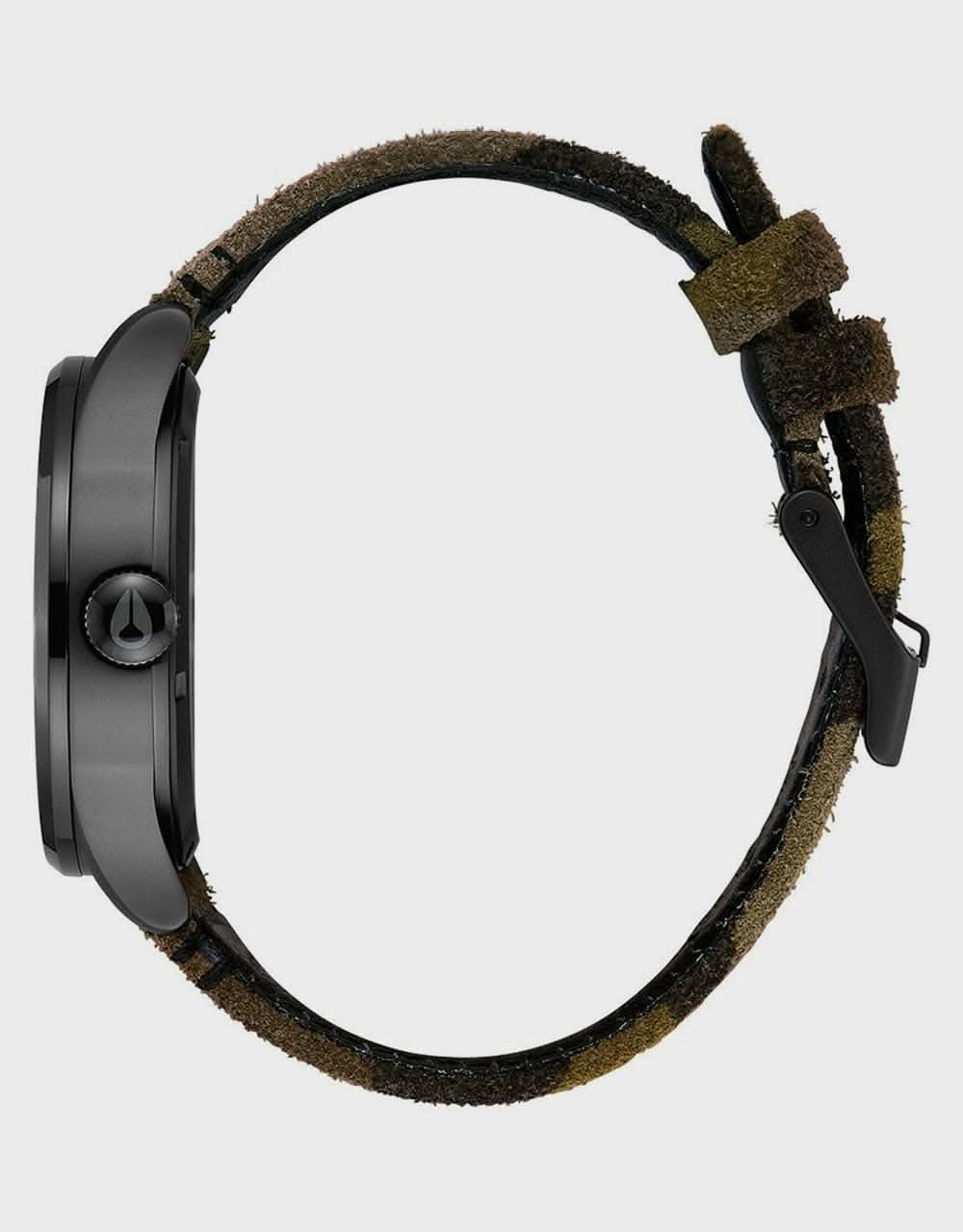 Nixon Sentry Leather Watch - Black/Camo/Volt