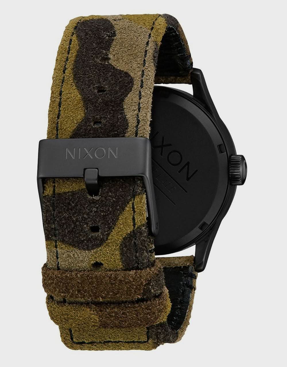 Nixon Sentry Leather Watch - Black/Camo/Volt