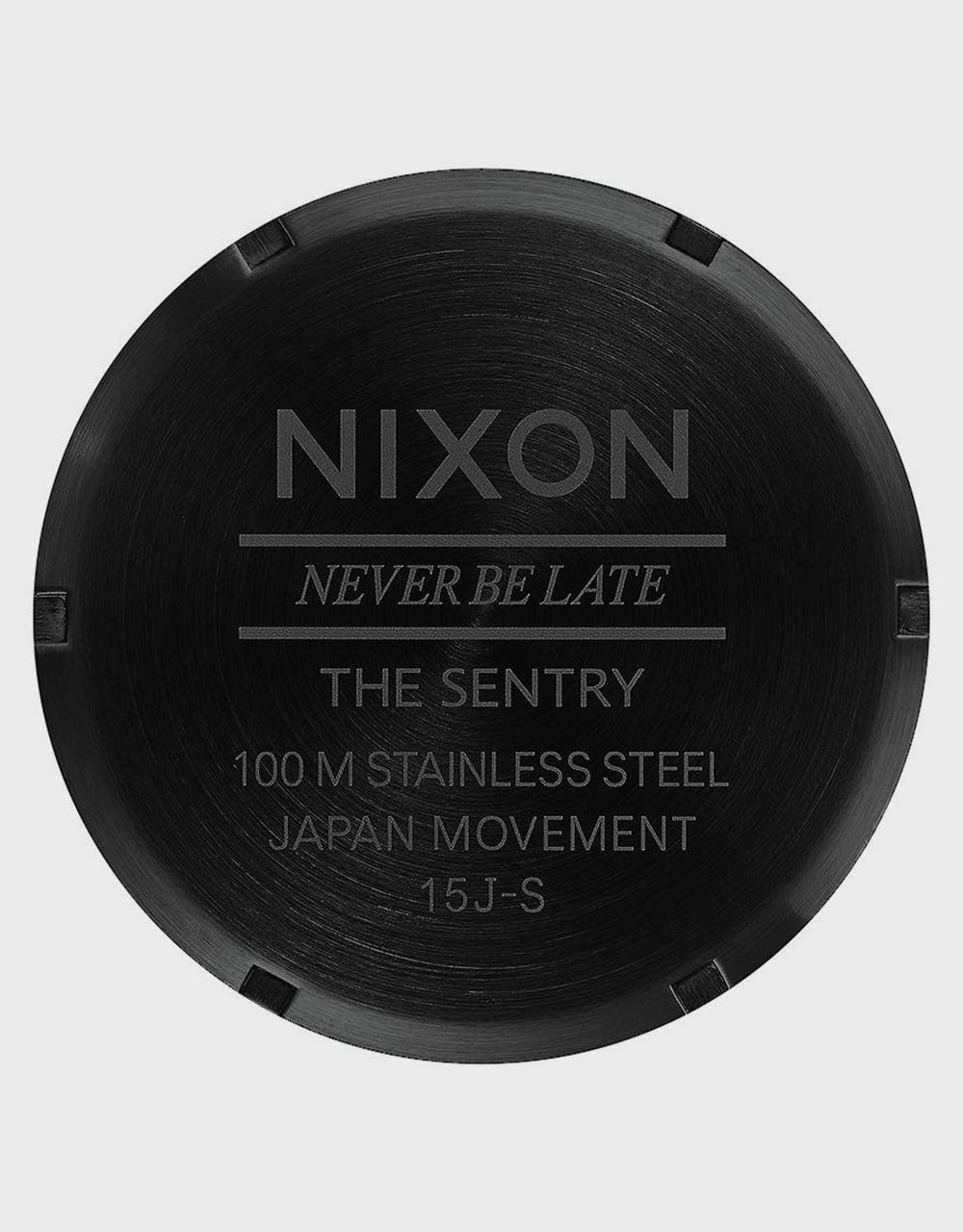 Nixon Sentry Leather Watch - Black/Camo/Volt