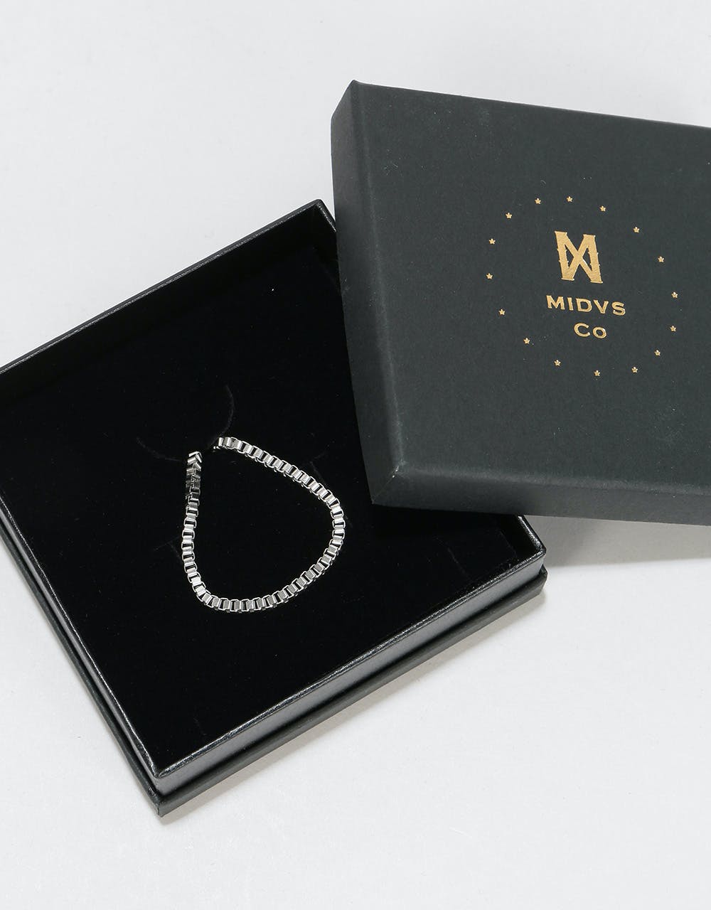 Midvs Co 28" Box Chain Necklace - White Gold