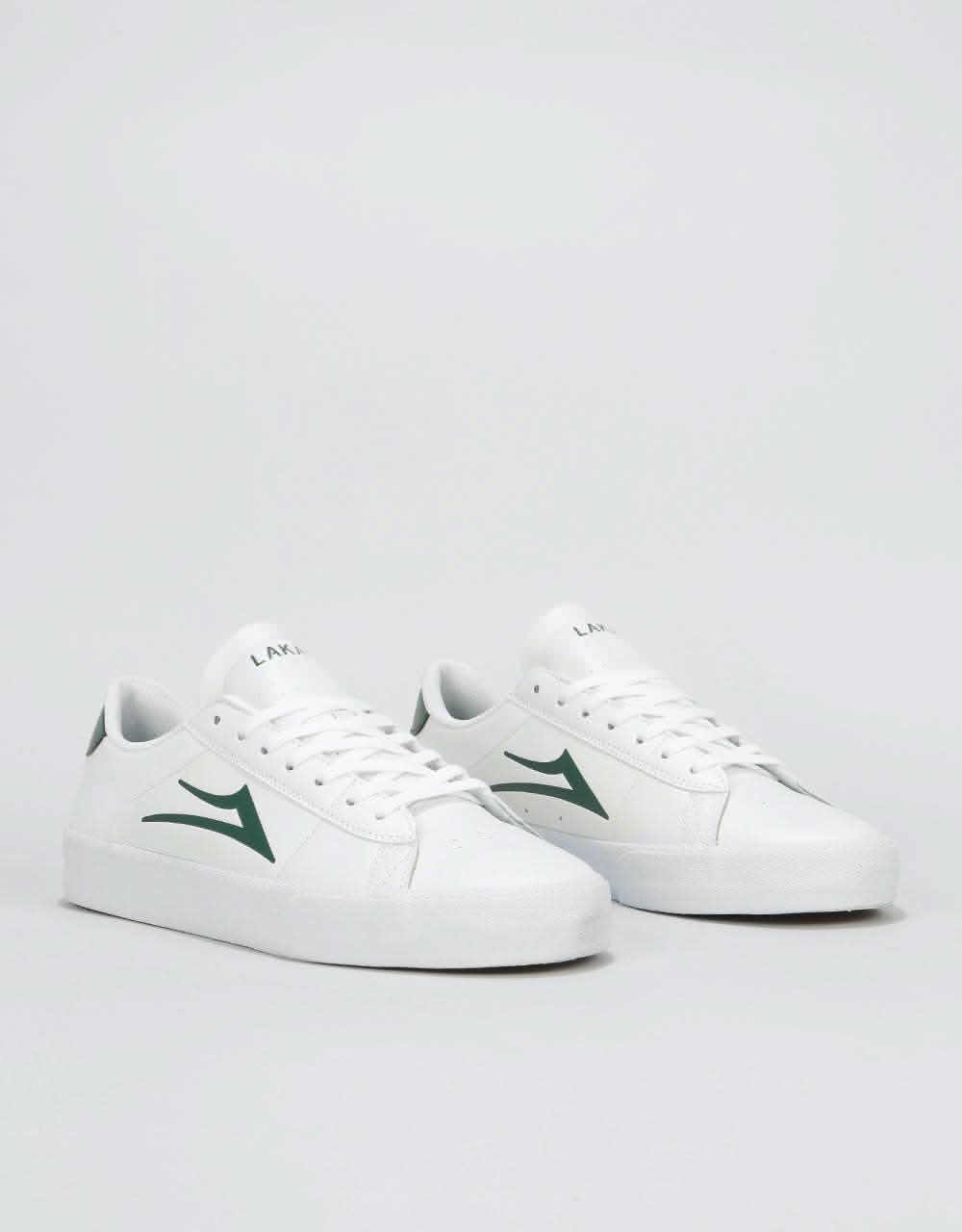 Lakai Newport Skate Shoes - White/Pine Leather