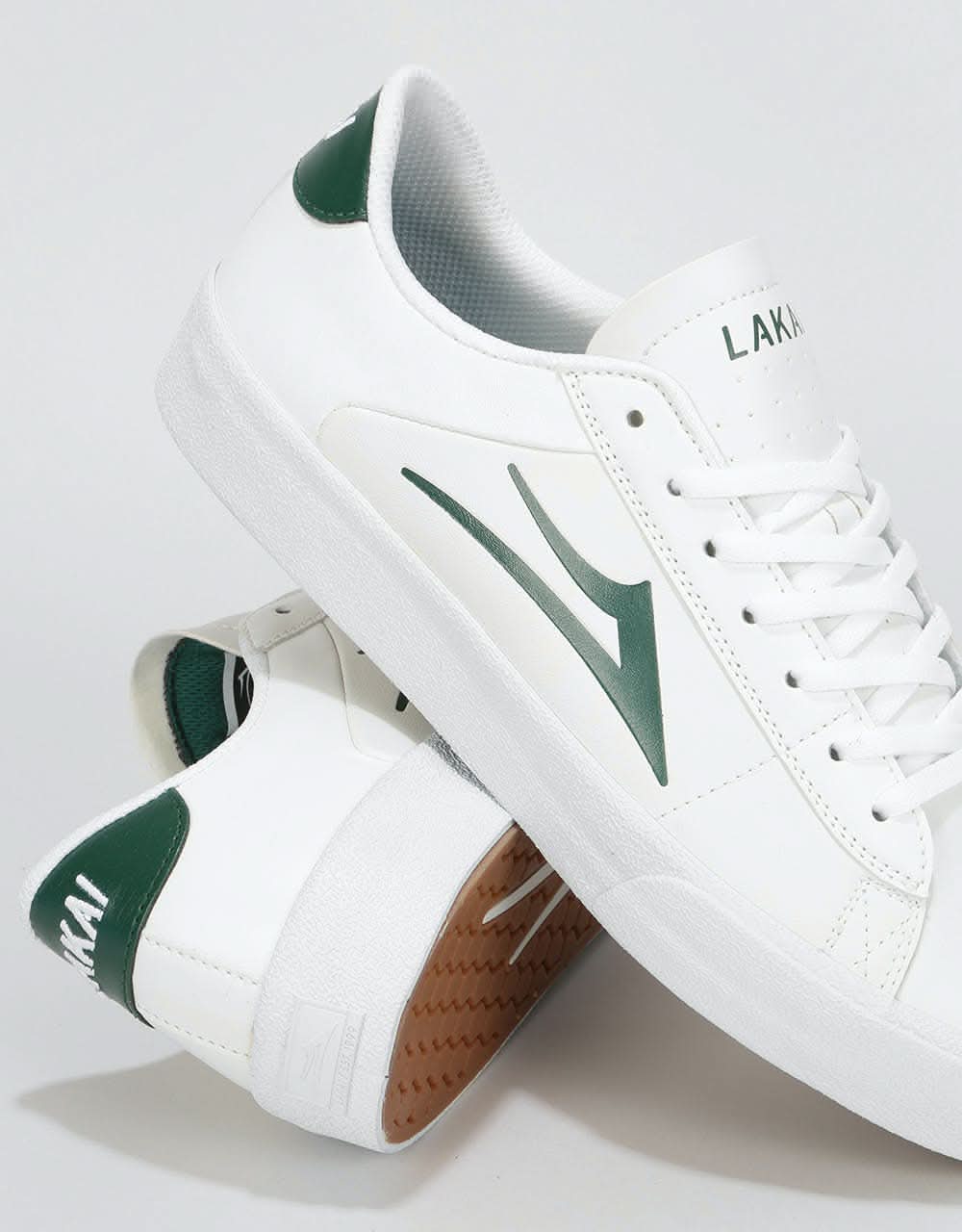 Lakai Newport Skate Shoes - White/Pine Leather