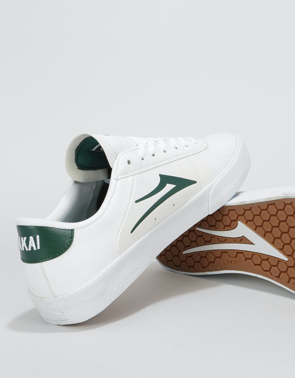 Lakai Newport Skate Shoes - White/Pine Leather