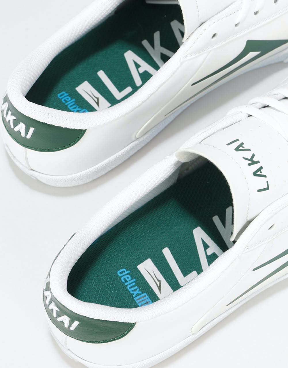 Lakai Newport Skate Shoes - White/Pine Leather