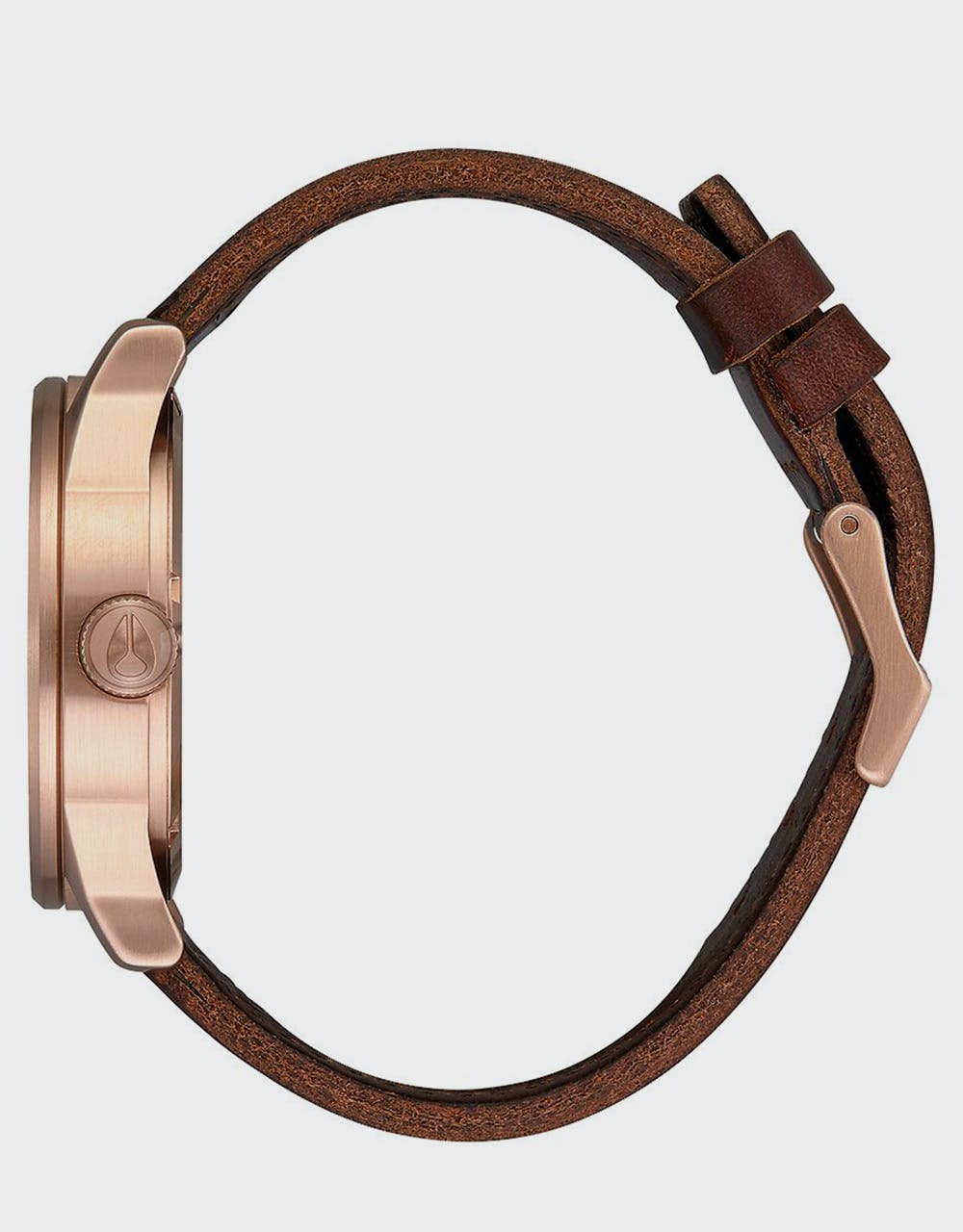 Nixon Sentry Leather Watch - Rose Gold/Navy/Brown