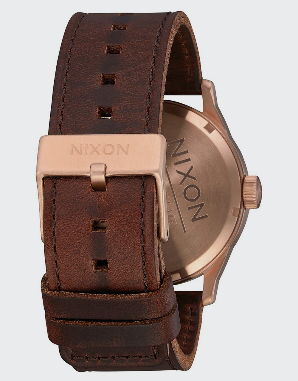Nixon Sentry Leather Watch - Rose Gold/Navy/Brown