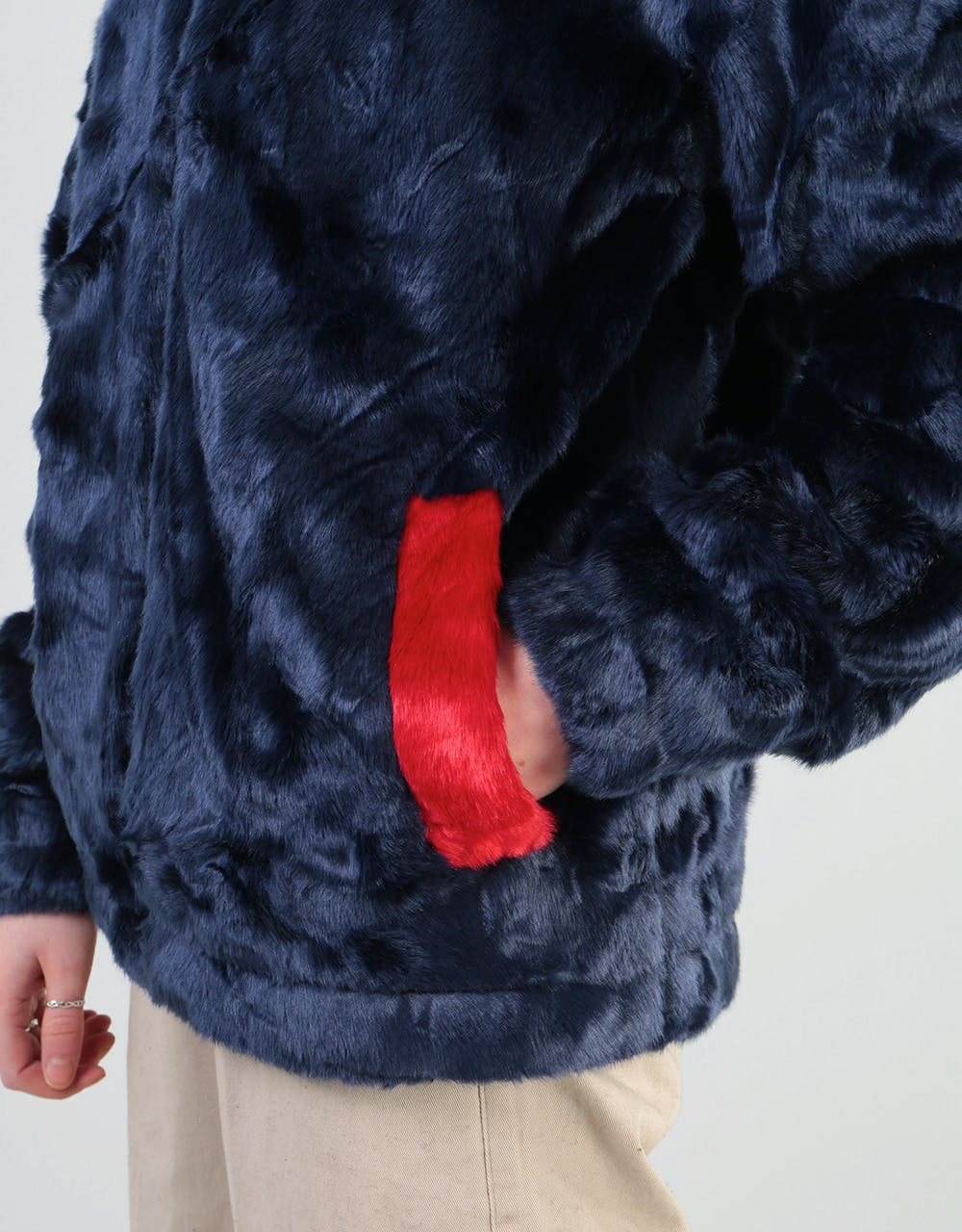 Fila Womens Arianna Fur Jacket - Peacoat/Chinese Red