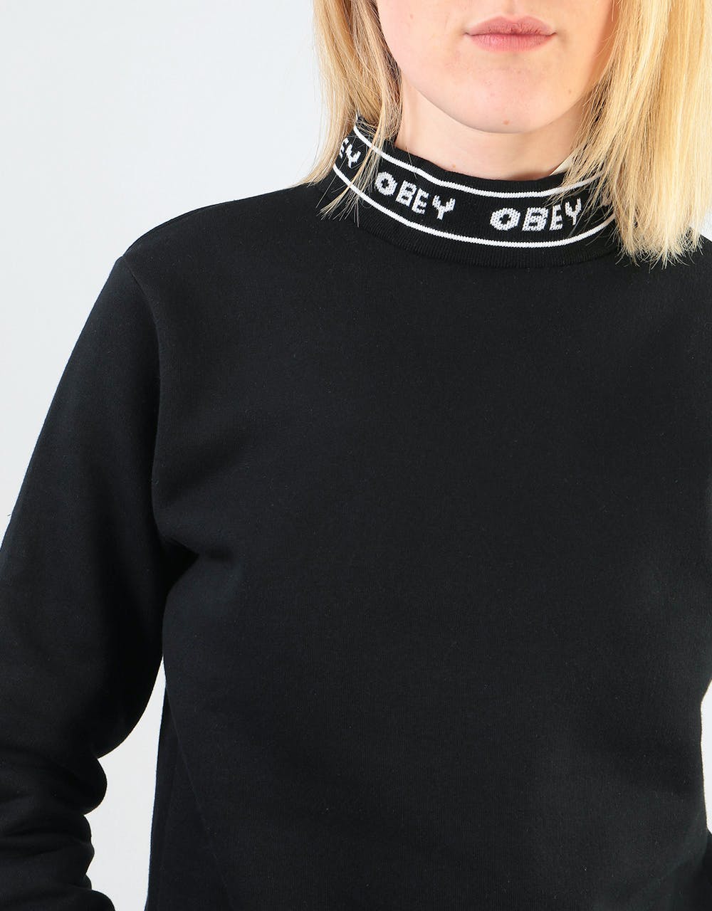 Obey Womens Quincy Mockneck Sweatshirt - Black