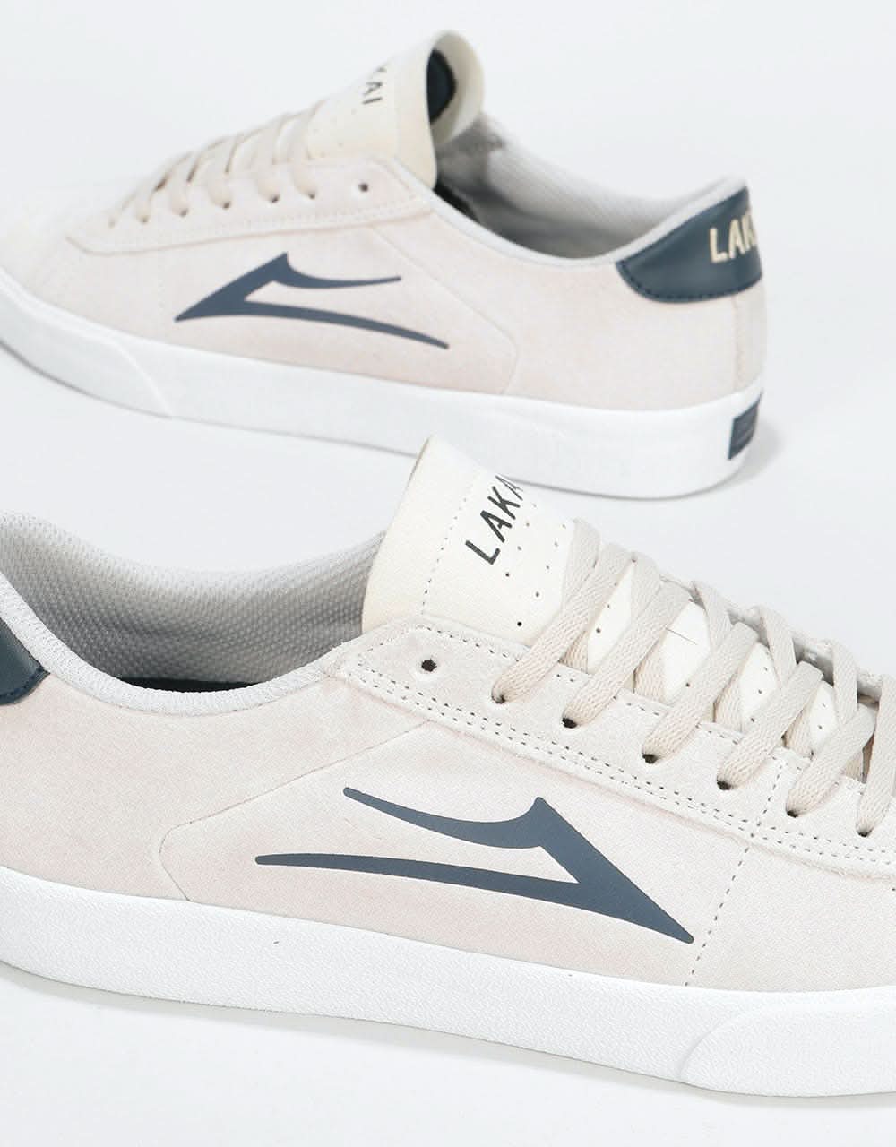 Lakai Newport Skate Shoes - White/Navy/Suede