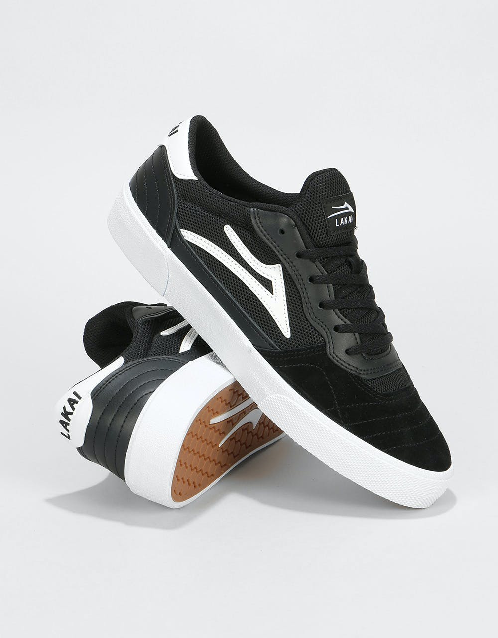 Lakai Cambridge Skate Shoes - Black/White Suede